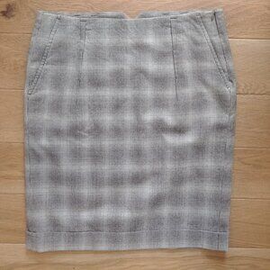 Marc Cain 100% virgin wool kangaroo pocket tweed plaid skirt brown 10